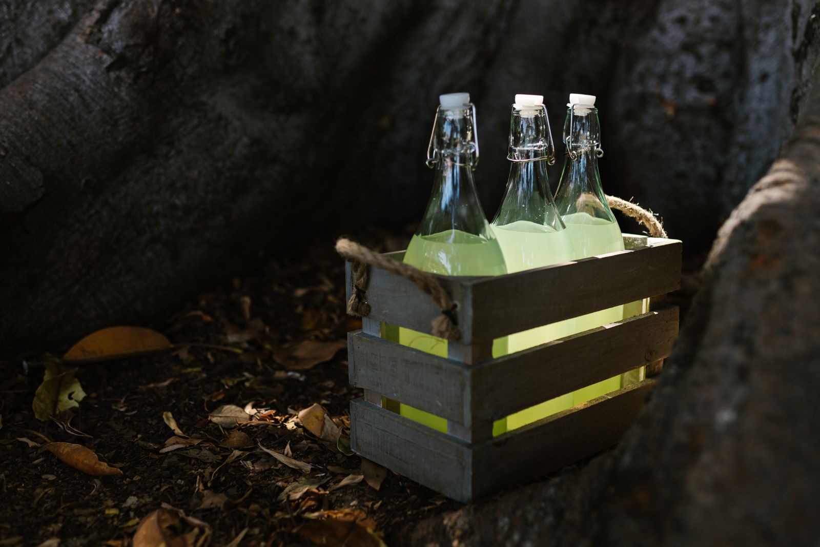 Bottle of cold-pressed lemon juice