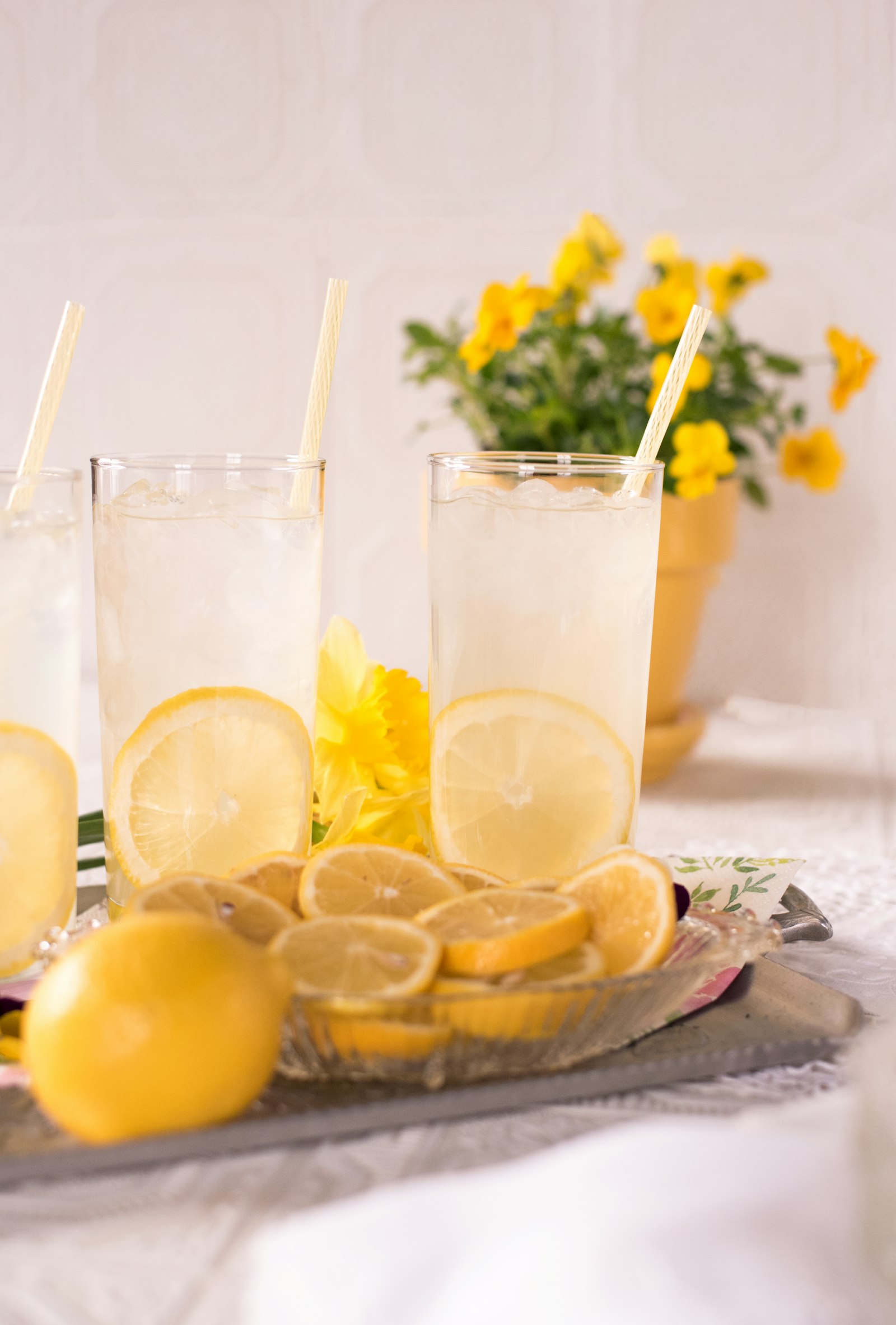 Glass of sparkling lemonade